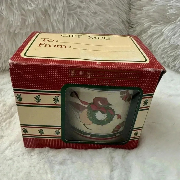 Vintage Goose Geese Ducks NIB Christmas Wreath Coffee Mug 90’s Cottagecore - Picture 10 of 11